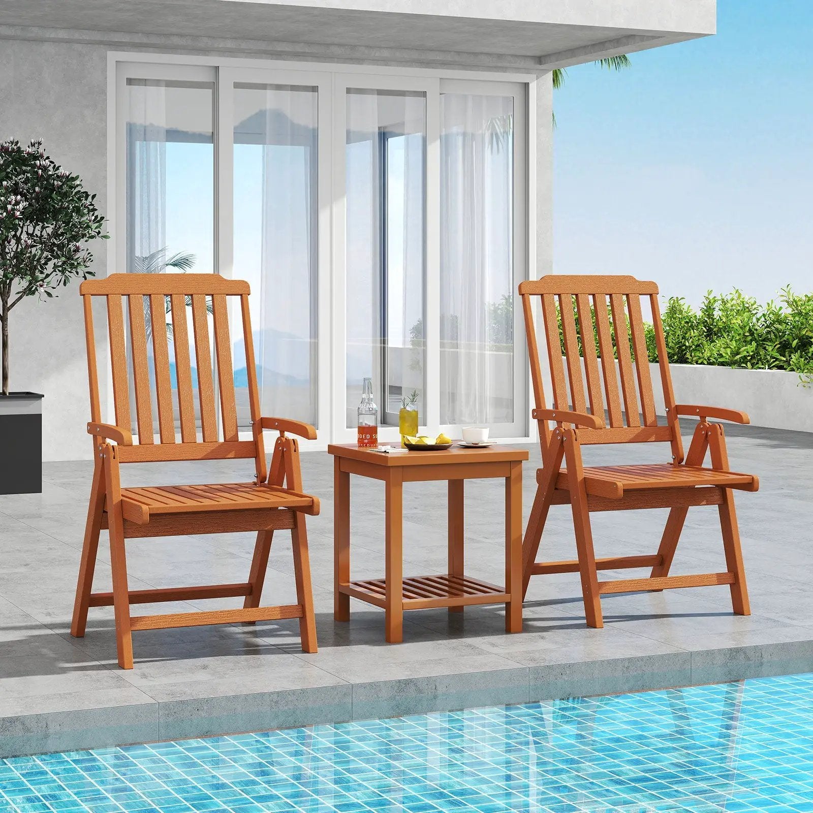 Foldable Patio Chair All-Weather HDPE Outdoor Dining Chair with Armrest by DirectDeals