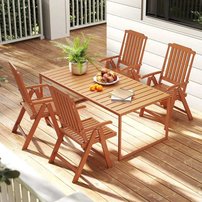 Foldable Patio Chair All-Weather HDPE Outdoor Dining Chair with Armrest by DirectDeals