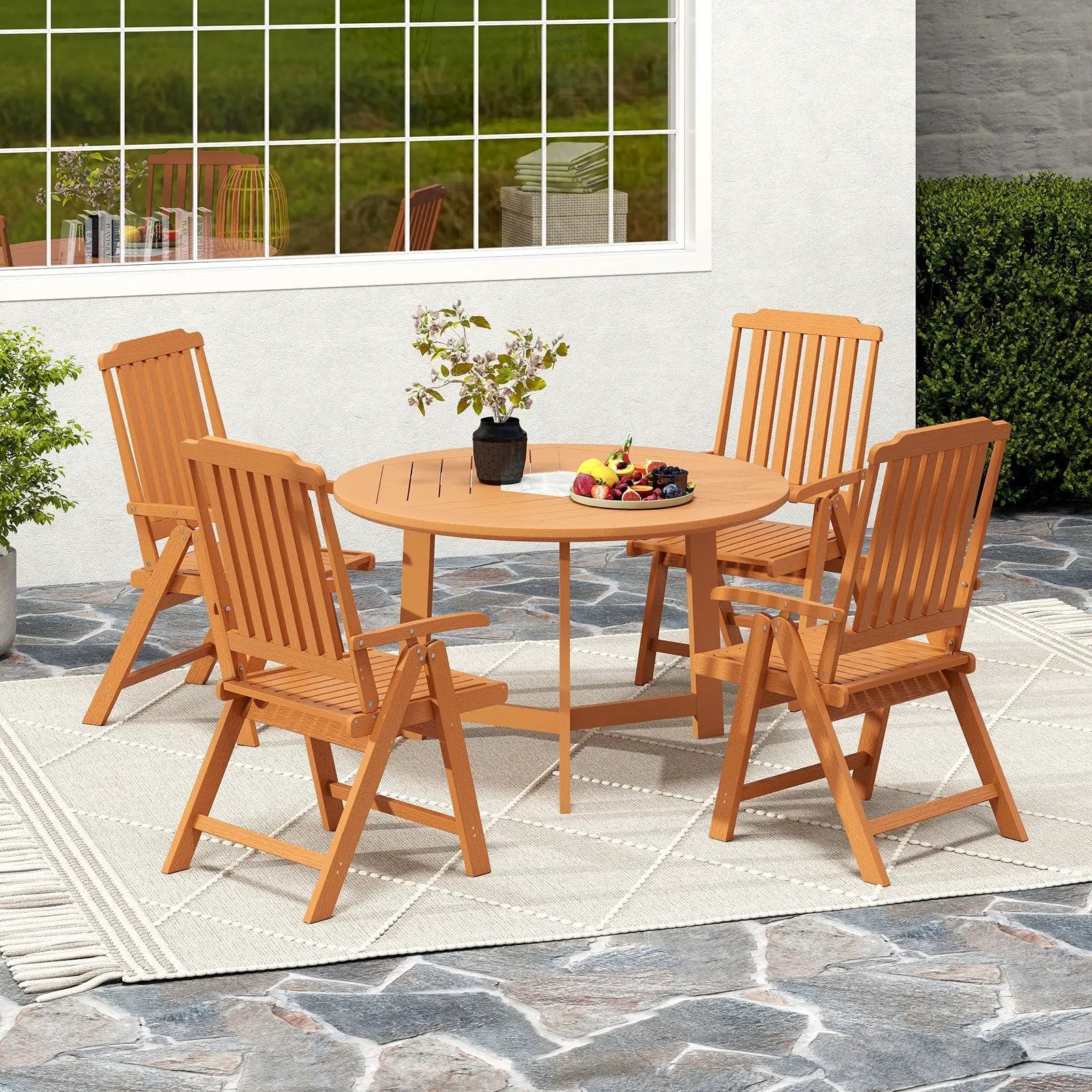 Foldable Patio Chair All-Weather HDPE Outdoor Dining Chair with Armrest by DirectDeals