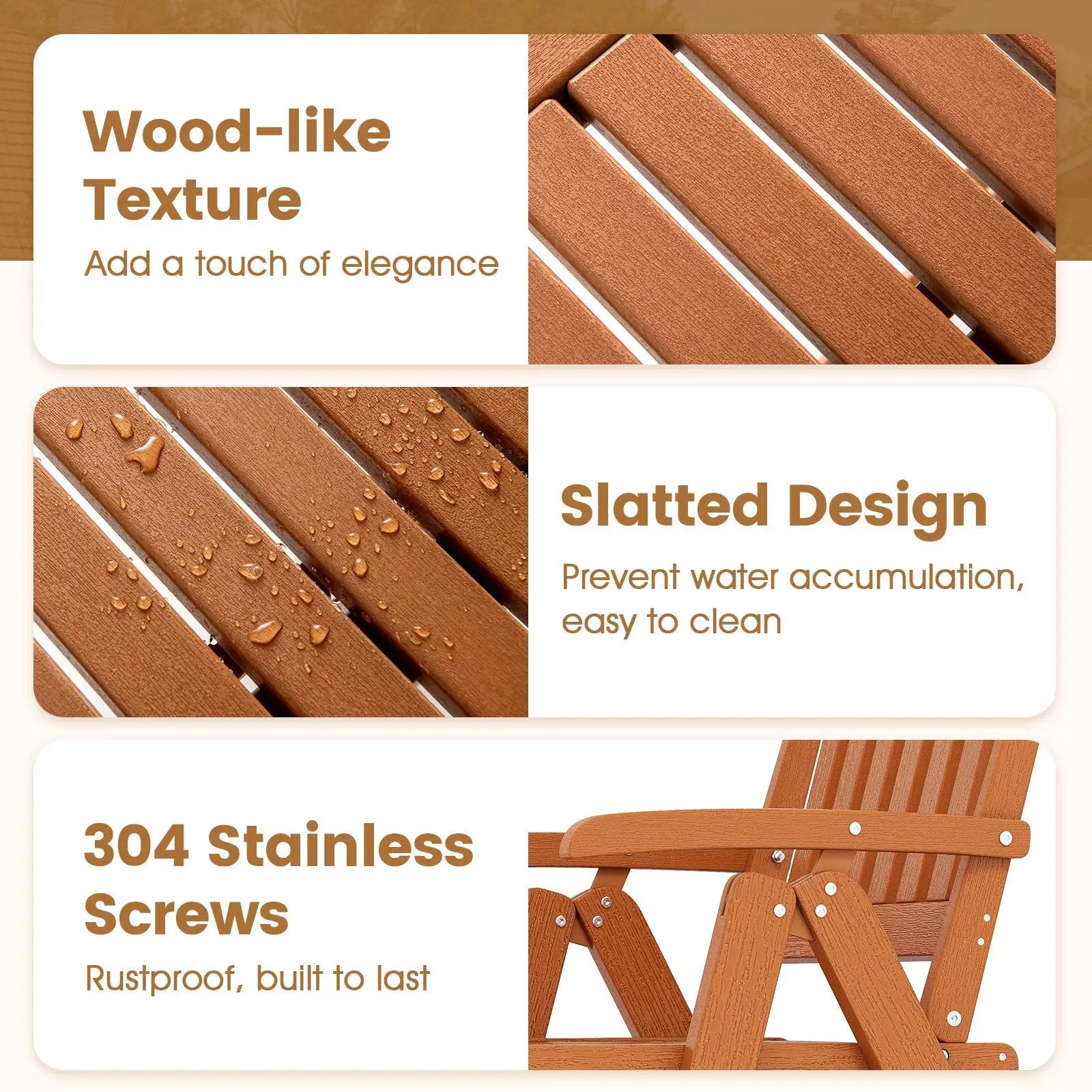 Foldable Patio Chair All-Weather HDPE Outdoor Dining Chair with Armrest by DirectDeals