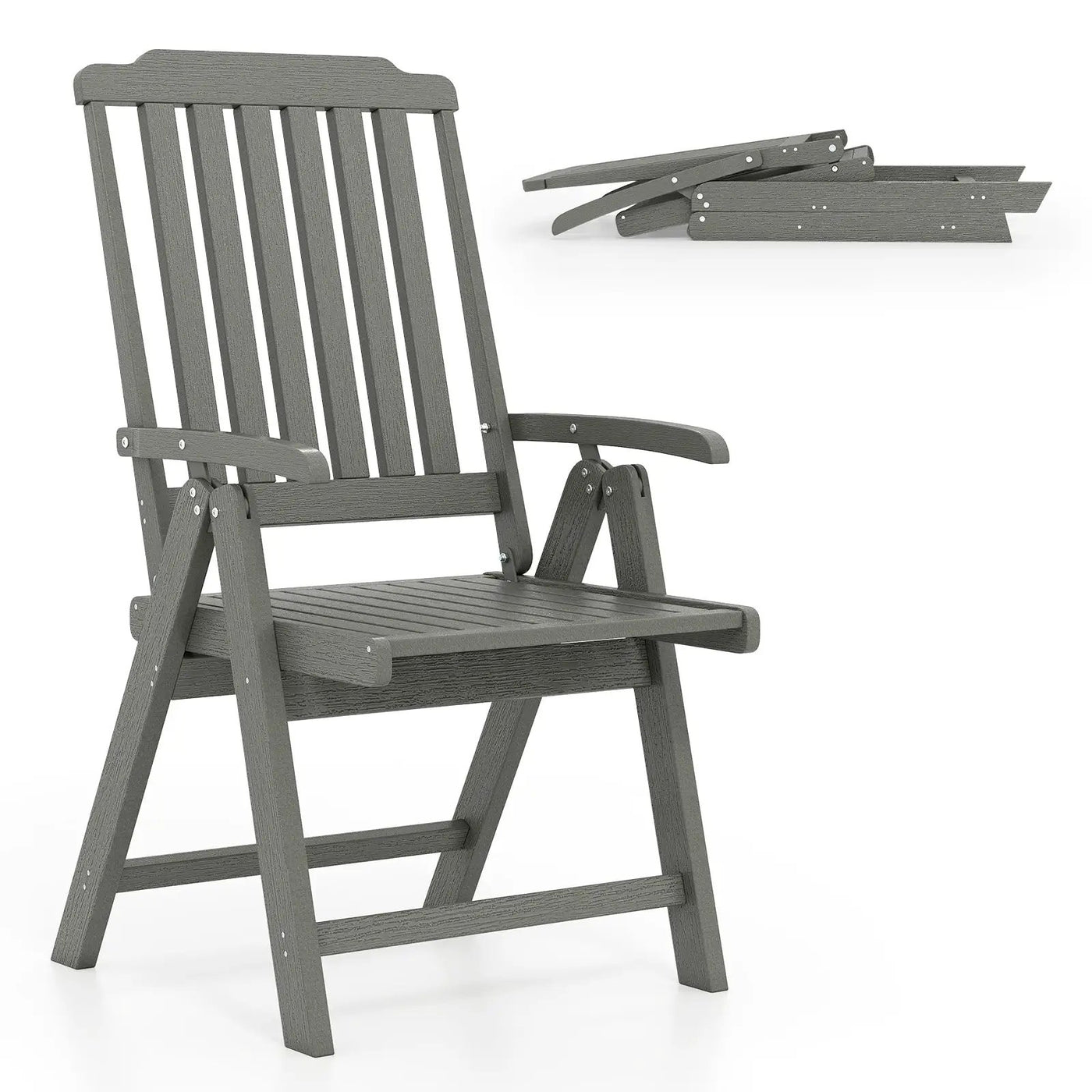 Foldable Patio Chair All-Weather HDPE Outdoor Dining Chair with Armrest by DirectDeals