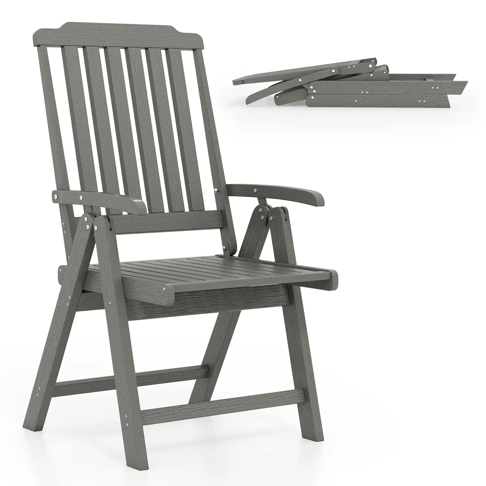 Foldable Patio Chair All-Weather HDPE Outdoor Dining Chair with Armrest by DirectDeals