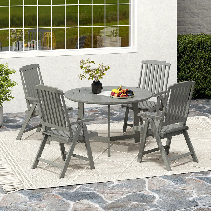 Foldable Patio Chair All-Weather HDPE Outdoor Dining Chair with Armrest by DirectDeals