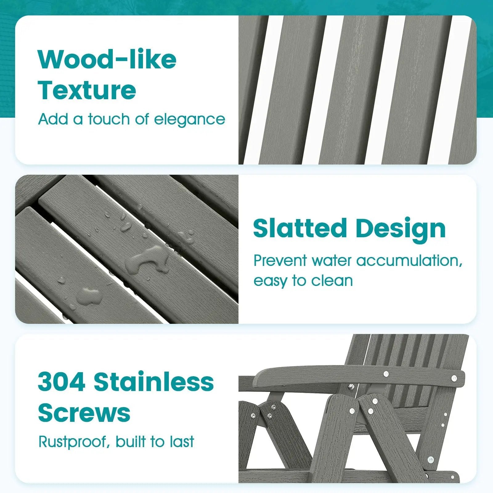Foldable Patio Chair All-Weather HDPE Outdoor Dining Chair with Armrest by DirectDeals