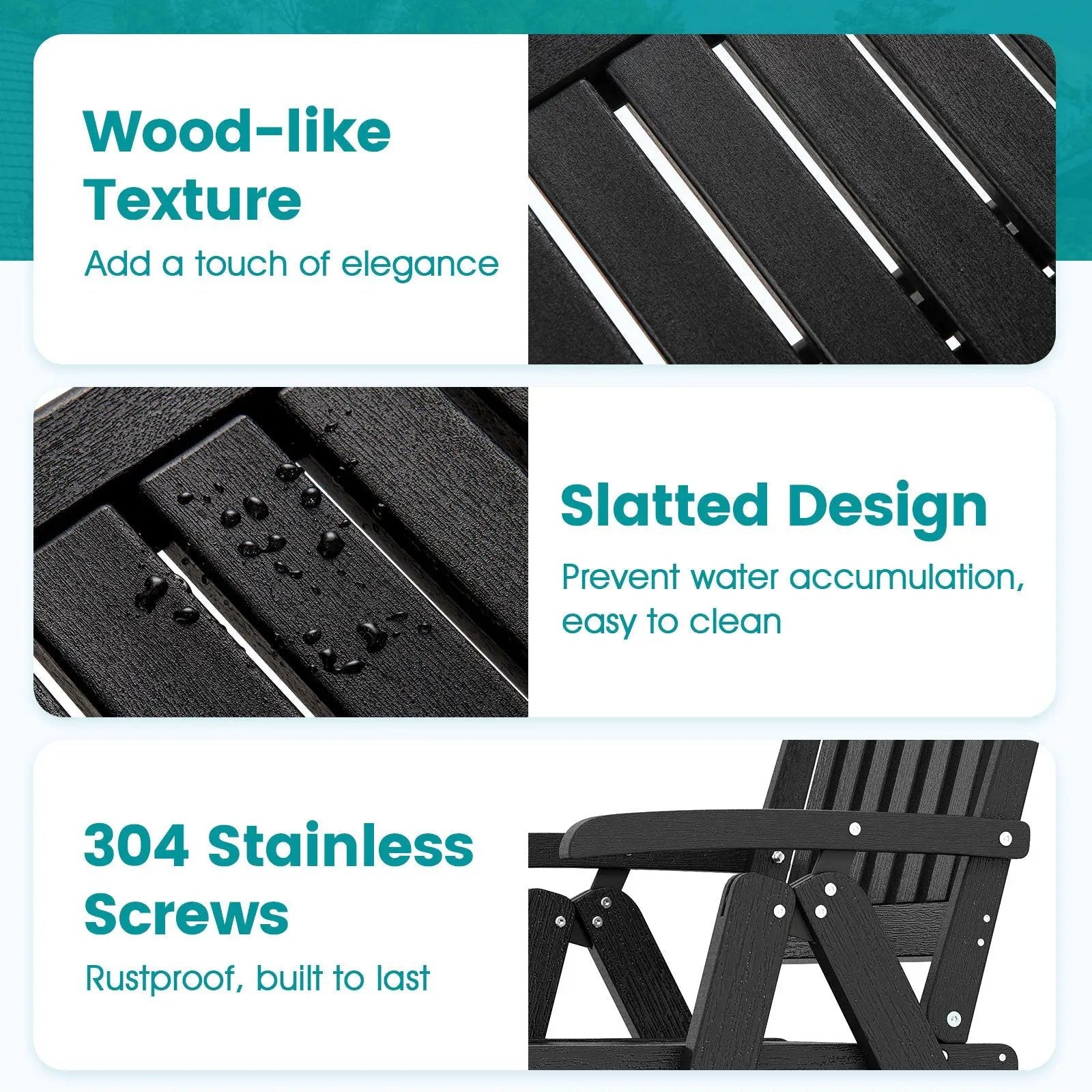 Foldable Patio Chair All-Weather HDPE Outdoor Dining Chair with Armrest by DirectDeals