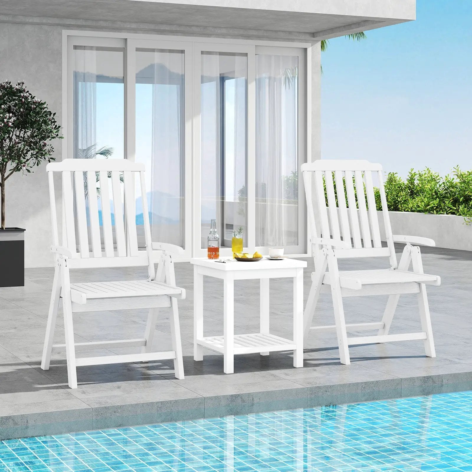 Foldable Patio Chair All-Weather HDPE Outdoor Dining Chair with Armrest by DirectDeals