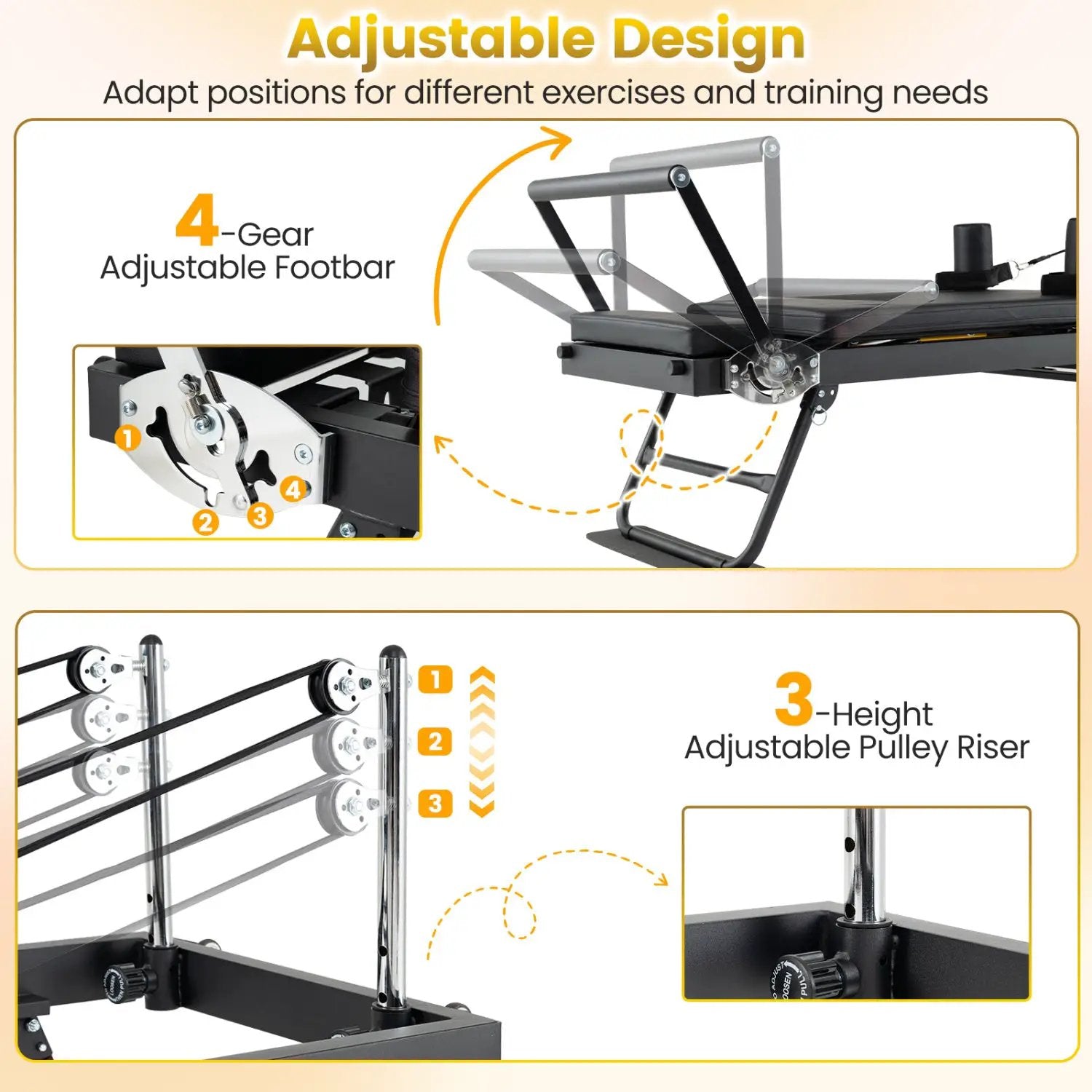 Foldable Pilates Reformer Machine for Home Gym Large Pilates Equipment by DirectDeals