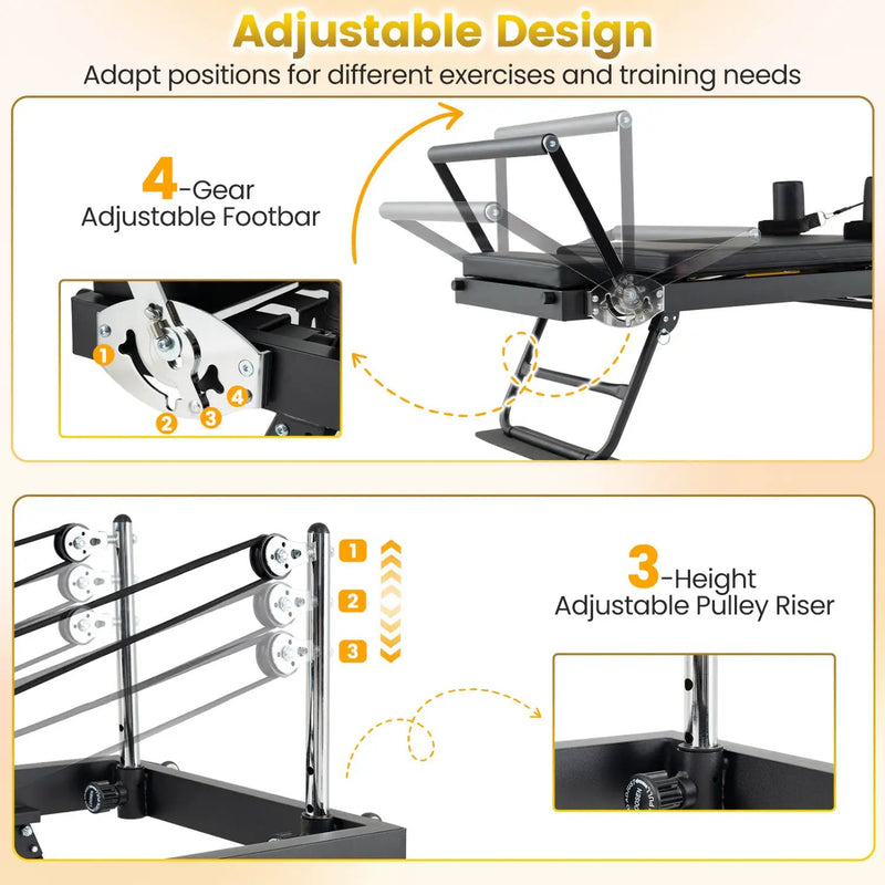 Foldable Pilates Reformer Machine for Home Gym Large Pilates Equipment by DirectDeals