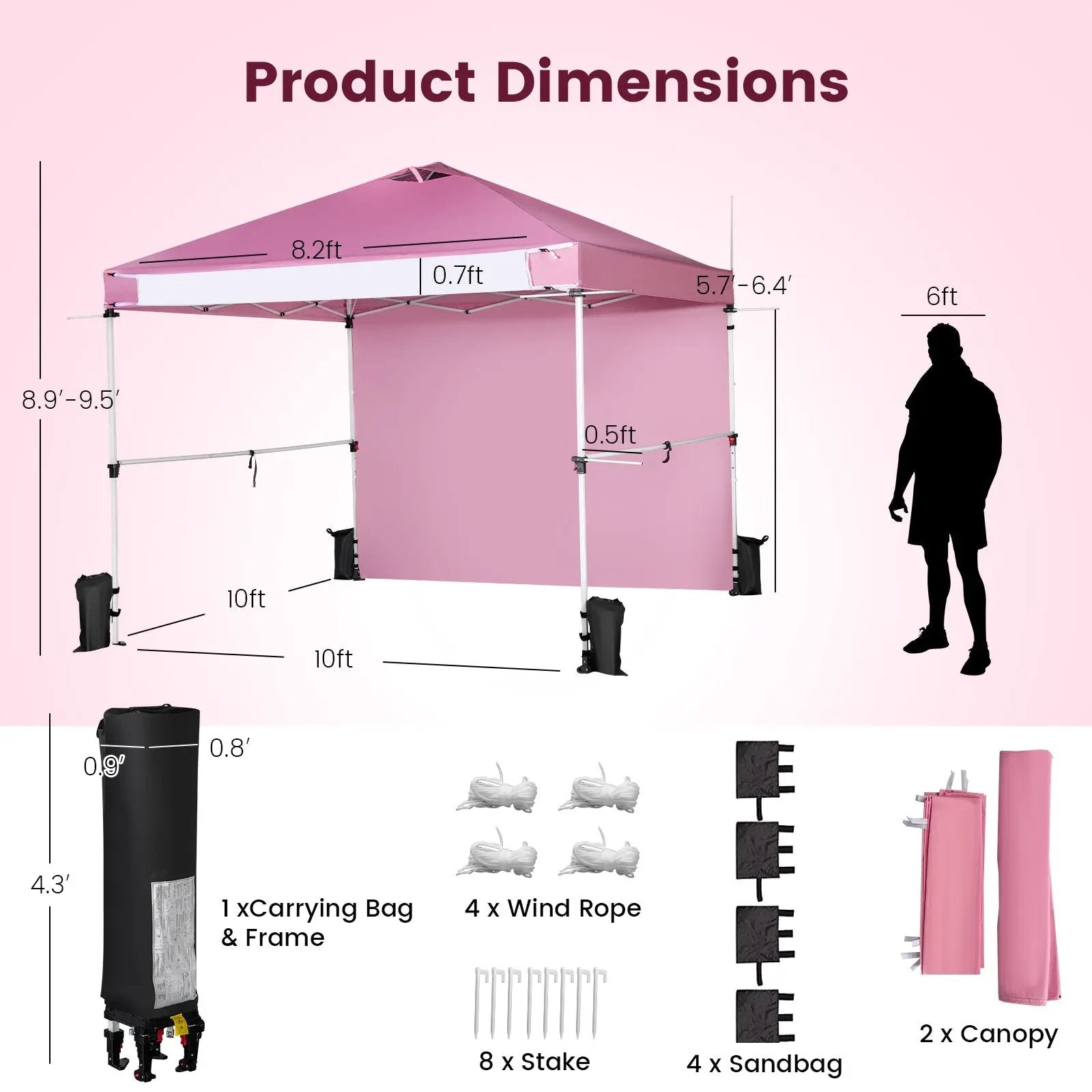 10 x 10 Feet Foldable Commercial Pop-up Canopy with Roller Bag and Banner Strip by DirectDeals