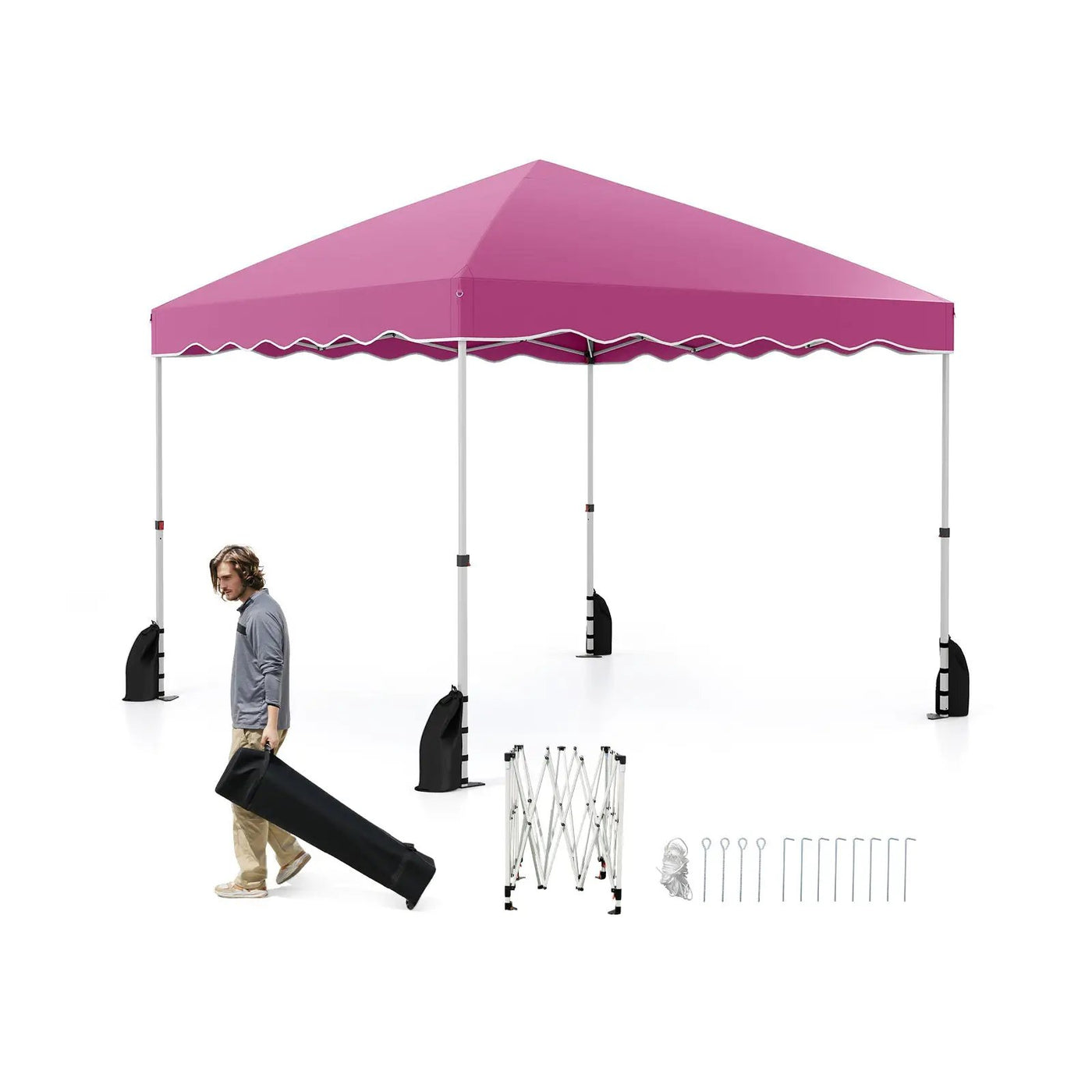 Foldable 10 X 10 Feet Pop up Canopy Tent with Wheeled Bag by DirectDeals
