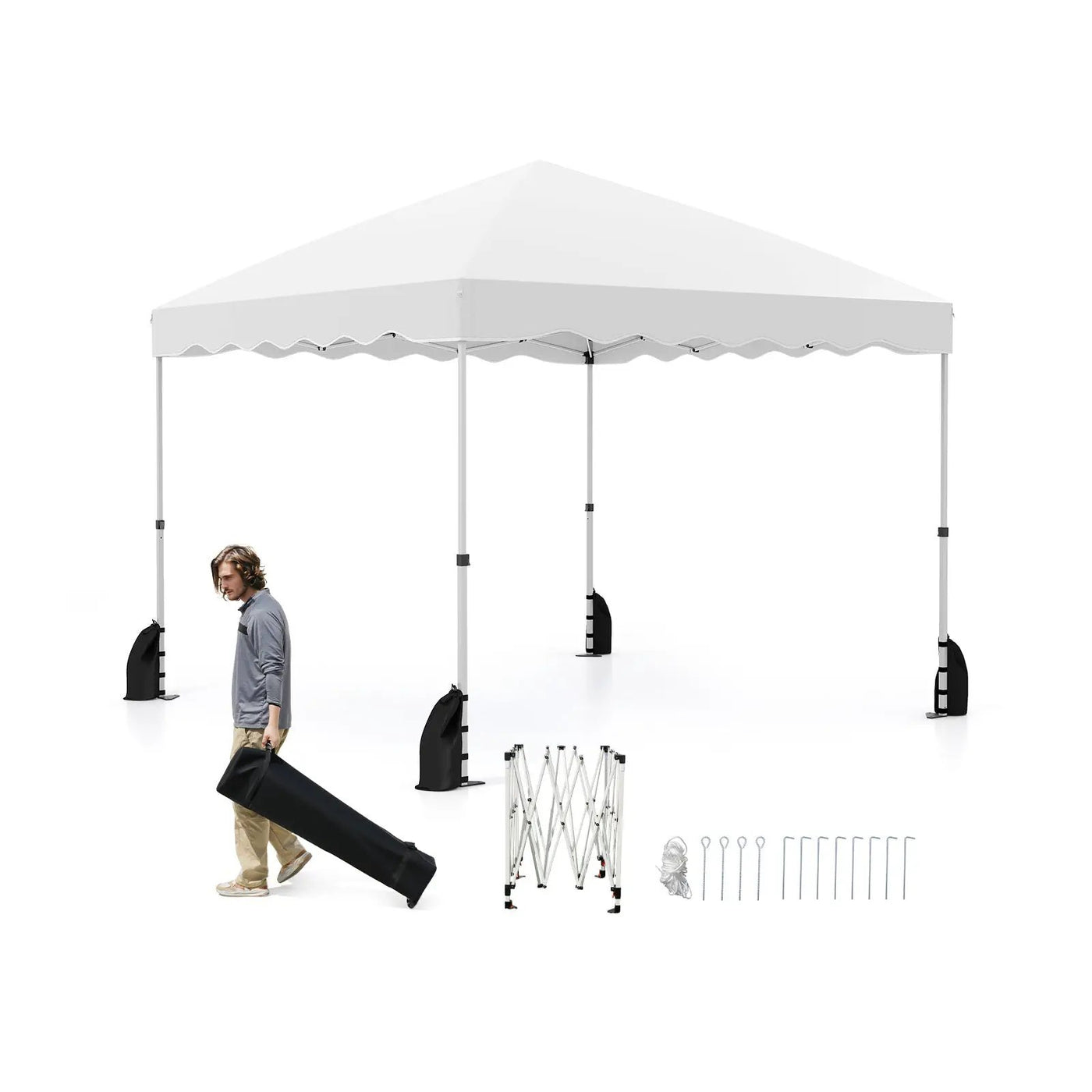 Foldable 10 X 10 Feet Pop up Canopy Tent with Wheeled Bag by DirectDeals