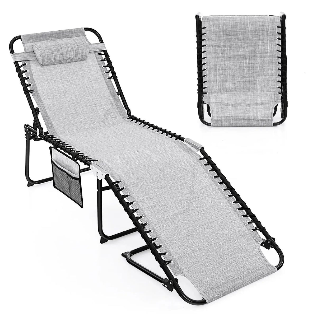 Foldable Recline Lounge Chair with Adjustable Backrest and Footrest by DirectDeals