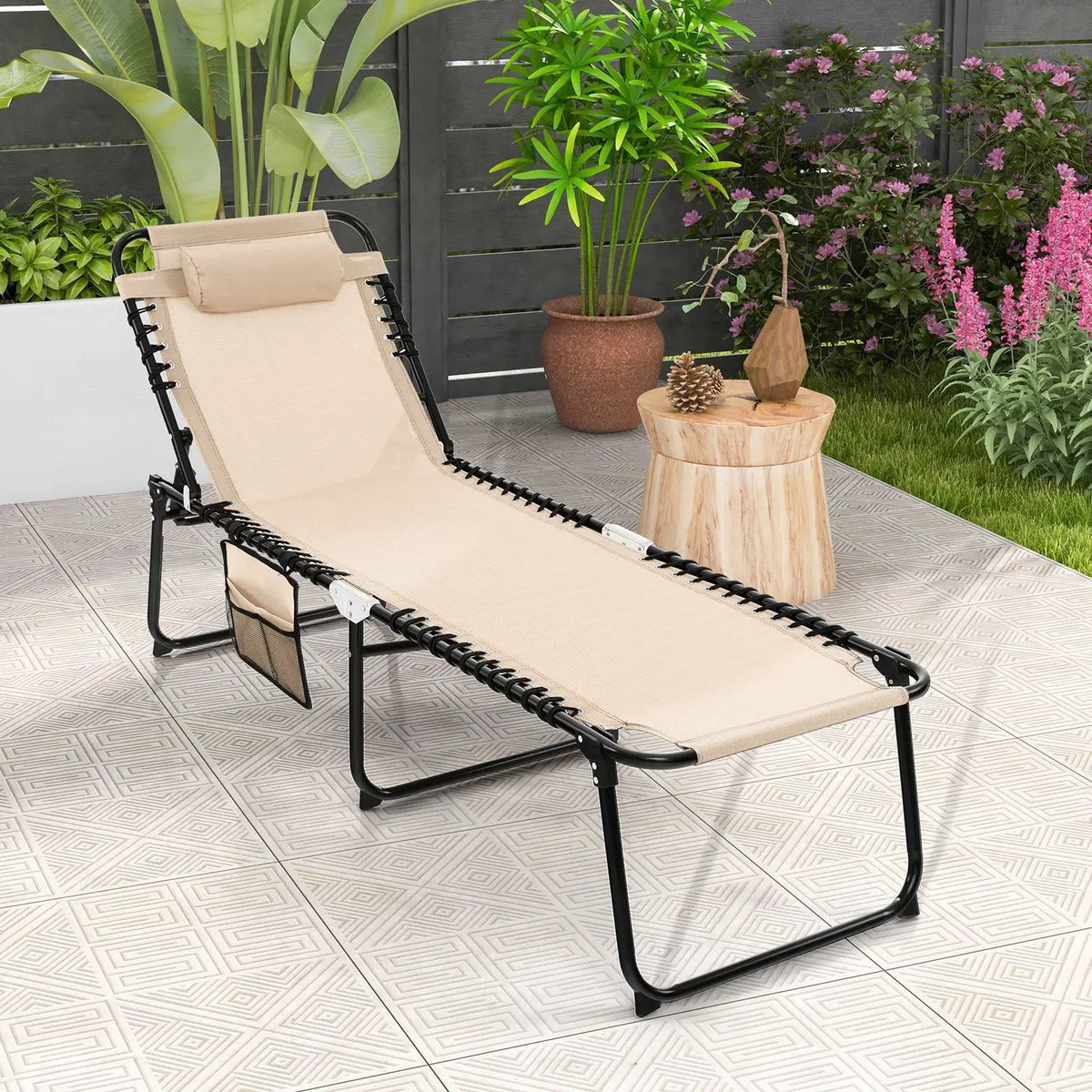 Foldable Recline Lounge Chair with Adjustable Backrest and Footrest by DirectDeals