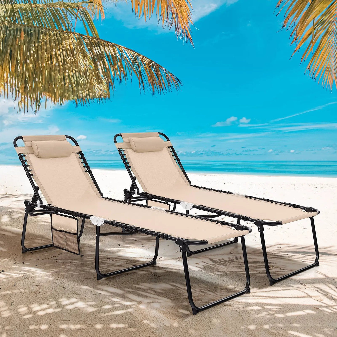 Foldable Recline Lounge Chair with Adjustable Backrest and Footrest by DirectDeals