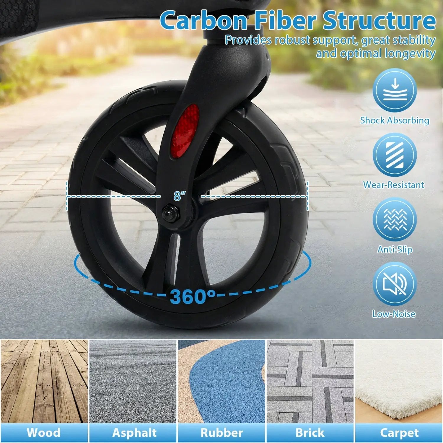 Foldable Rollator Rolling Walker with Seat for Seniors-Black by DirectDeals