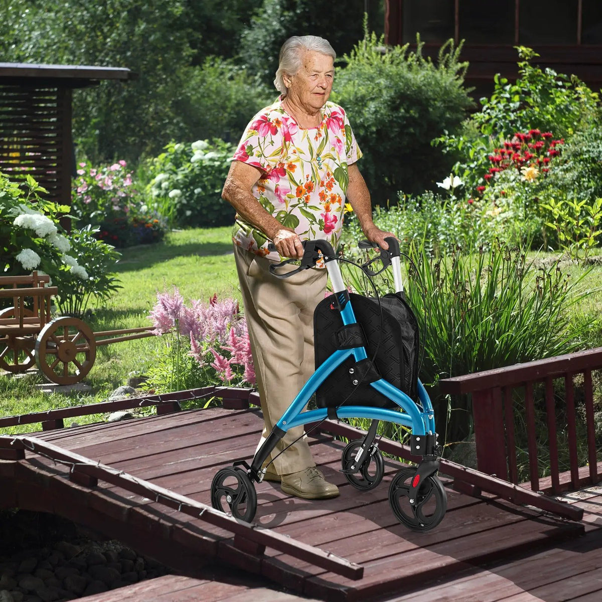 Foldable Rollator Walker with Lightweight Aluminum Frame by DirectDeals