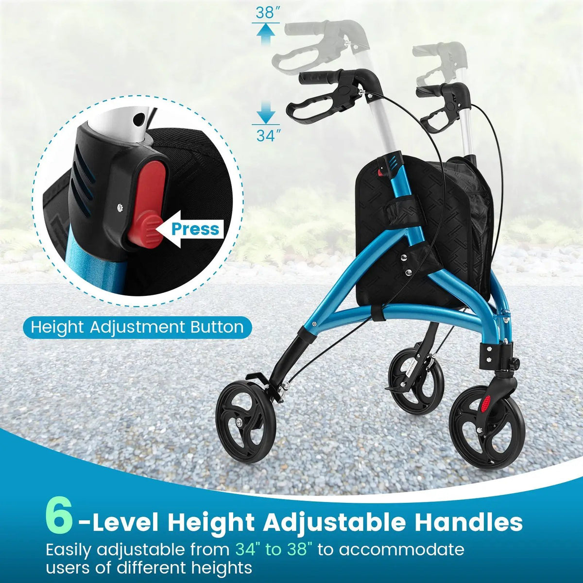 Foldable Rollator Walker with Lightweight Aluminum Frame by DirectDeals