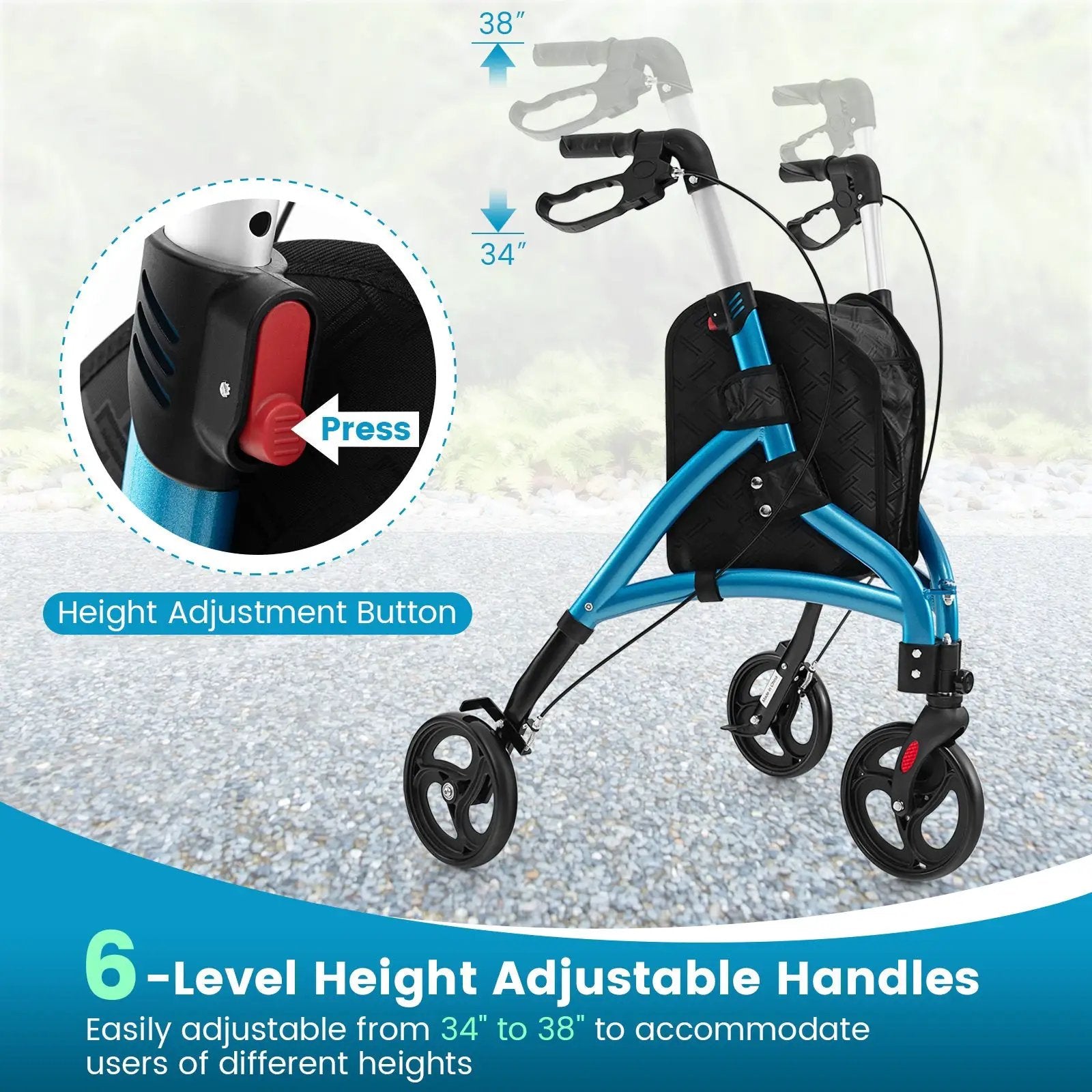 Foldable Rollator Walker with Lightweight Aluminum Frame by DirectDeals