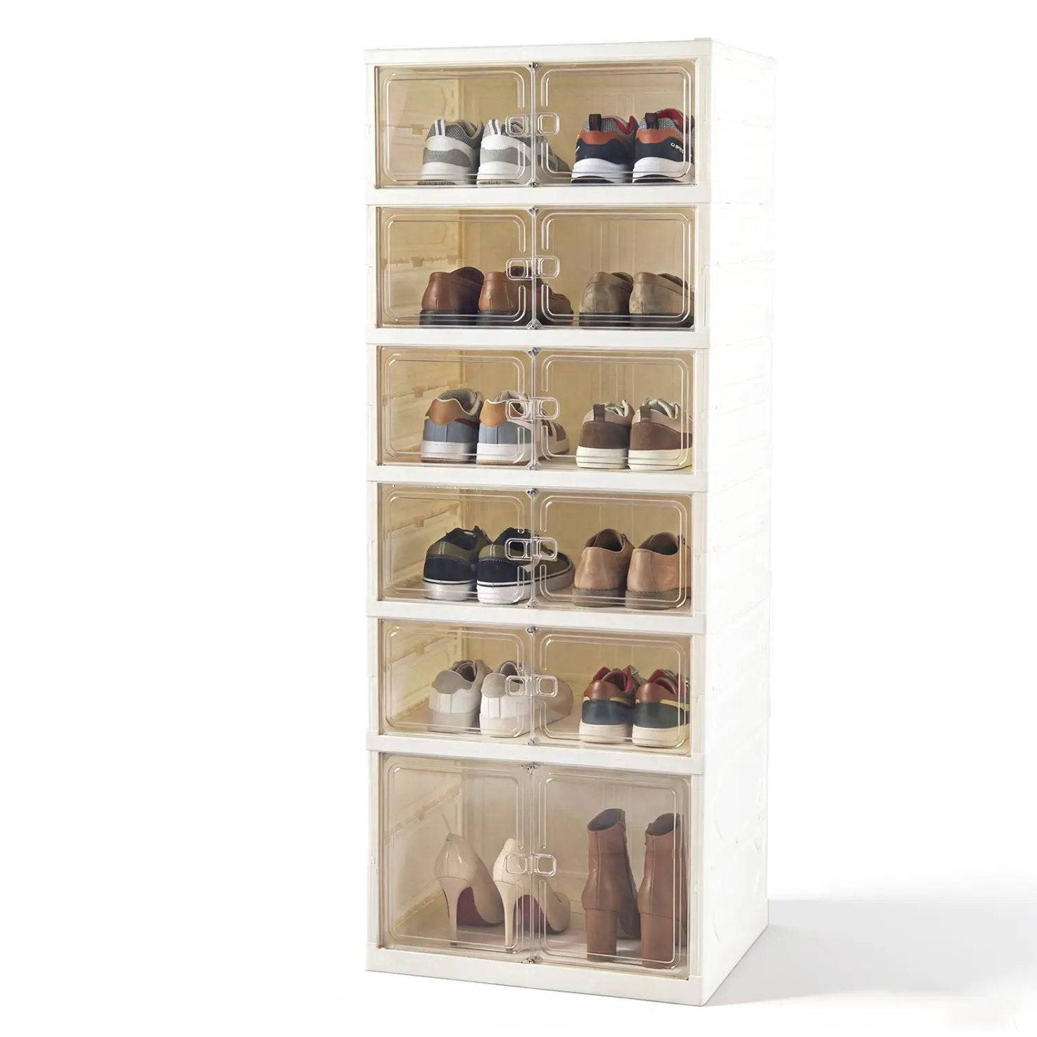Foldable Shoe Rack Organizer 12-Pair 6-Tier Collapsible Shoe Cabinet by DirectDeals