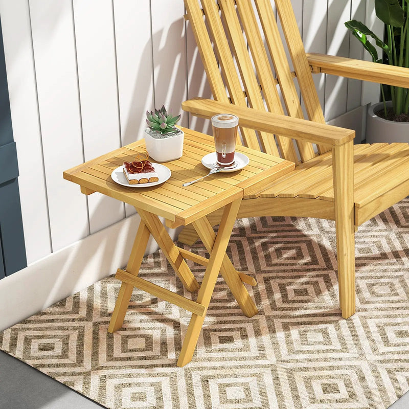 Teak Wood Square Coffee Table with X-shaped Legs and Slatted Tabletop by DirectDeals