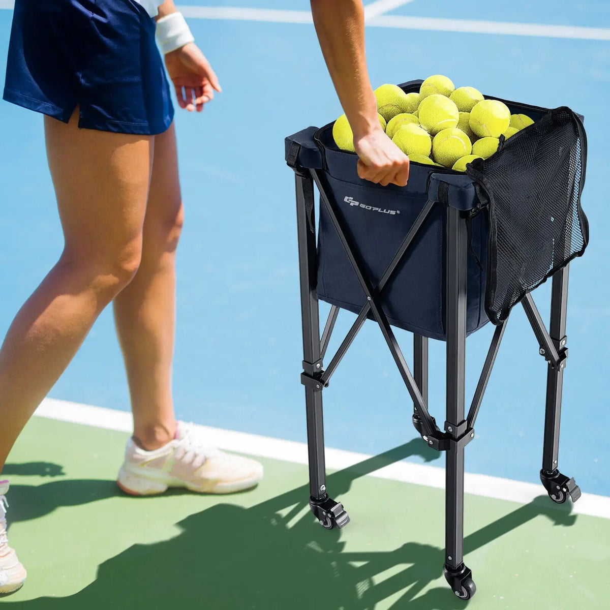 Lightweight Foldable Tennis Ball Teaching Cart with Wheels and Removable Bag by DirectDeals