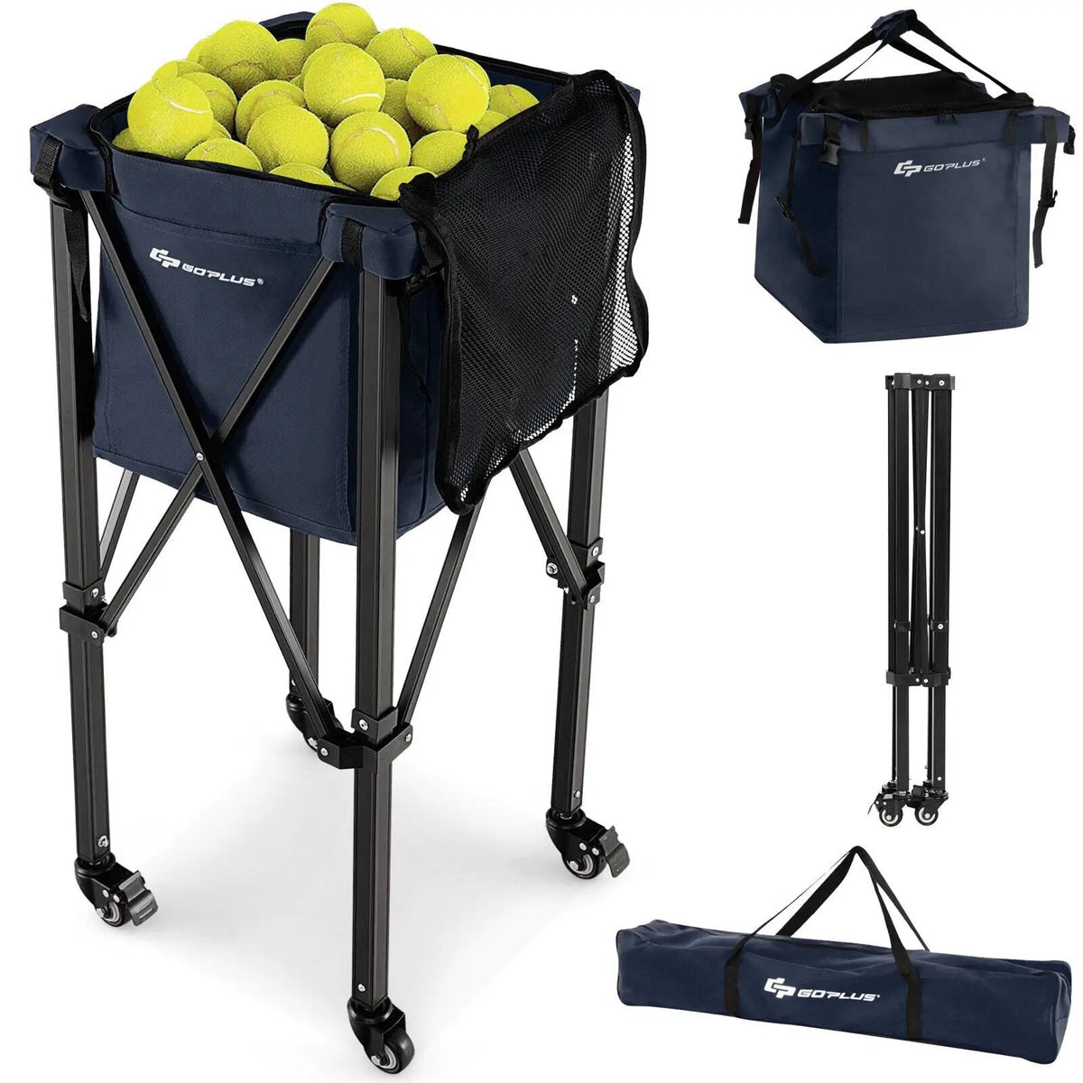 Lightweight Foldable Tennis Ball Teaching Cart with Wheels and Removable Bag by DirectDeals