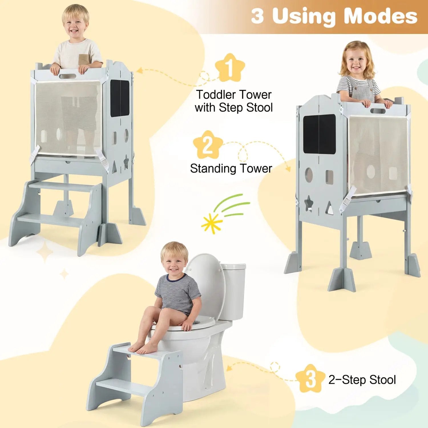 Foldable Toddler Step Stool with Chalkboards 2-Step Stool by DirectDeals
