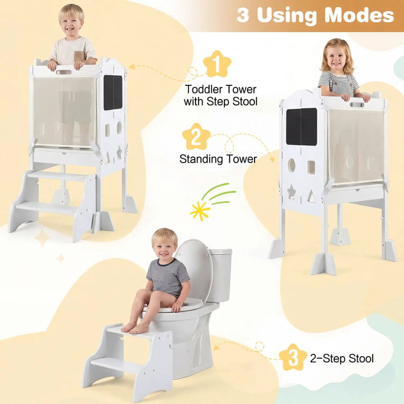 Foldable Toddler Step Stool with Chalkboards 2-Step Stool by DirectDeals
