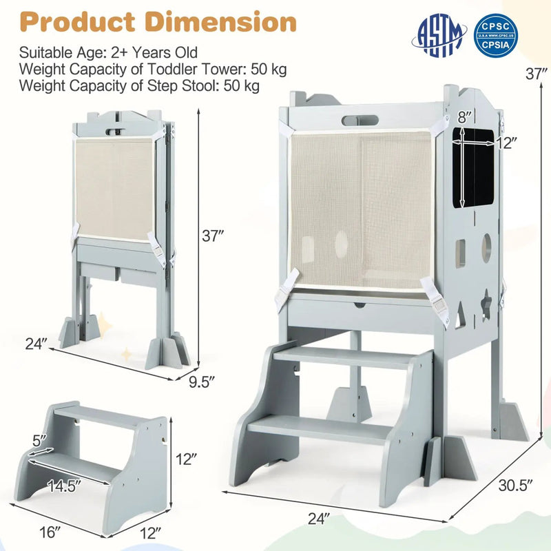 Foldable Toddler Step Stool with Chalkboards 2-Step Stool by DirectDeals