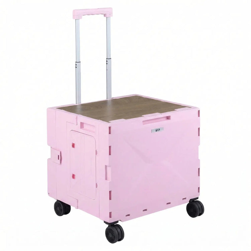 Foldable Utility Cart on 4 Rotate Wheels with Cup Holder by DirectDeals