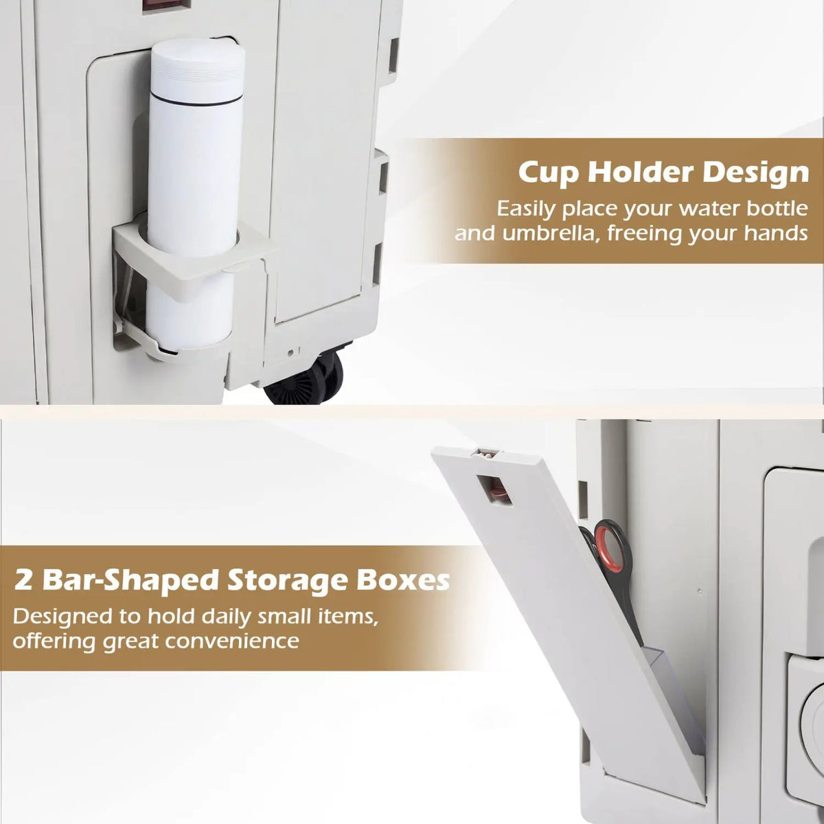 Foldable Utility Cart on 4 Rotate Wheels with Cup Holder by DirectDeals