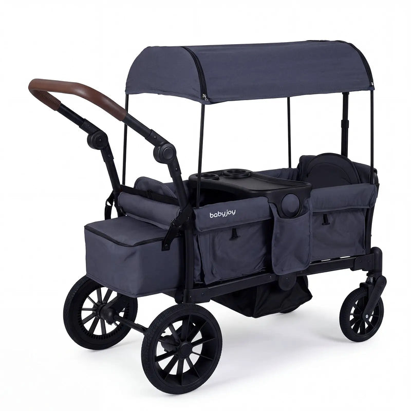 Foldable Wagon Stroller for 2 Kids Double Seater Toddler Stroller with Removable Canopy by DirectDeals