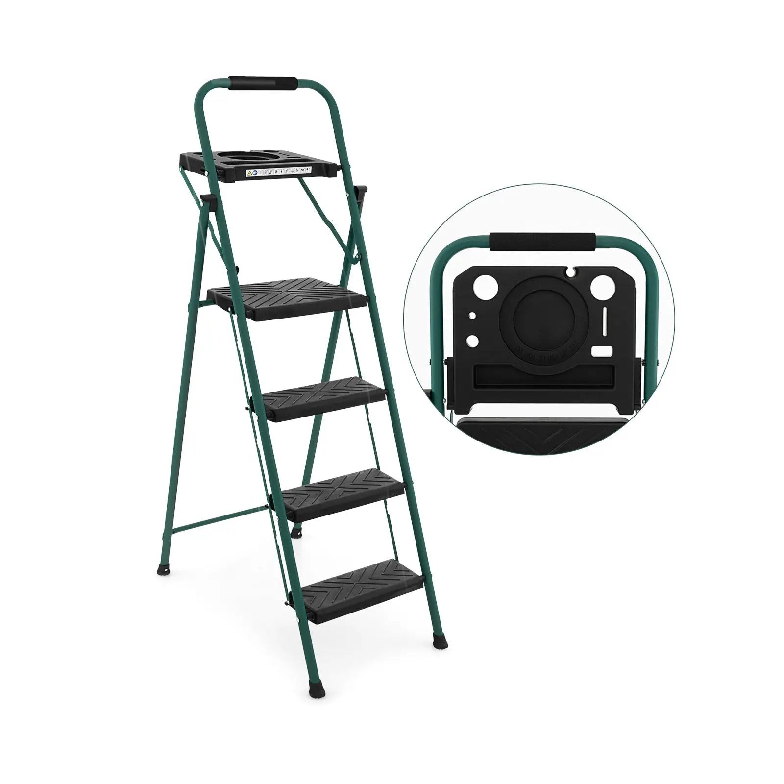 Folding 4-Step Ladder with Tool Tray Non-Slip Footpads and Pedals by DirectDeals