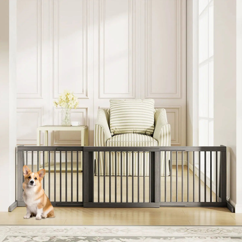 Adjustable 3-Panel Wood Pet Gate - Foldable Dog Fence by DirectDeals