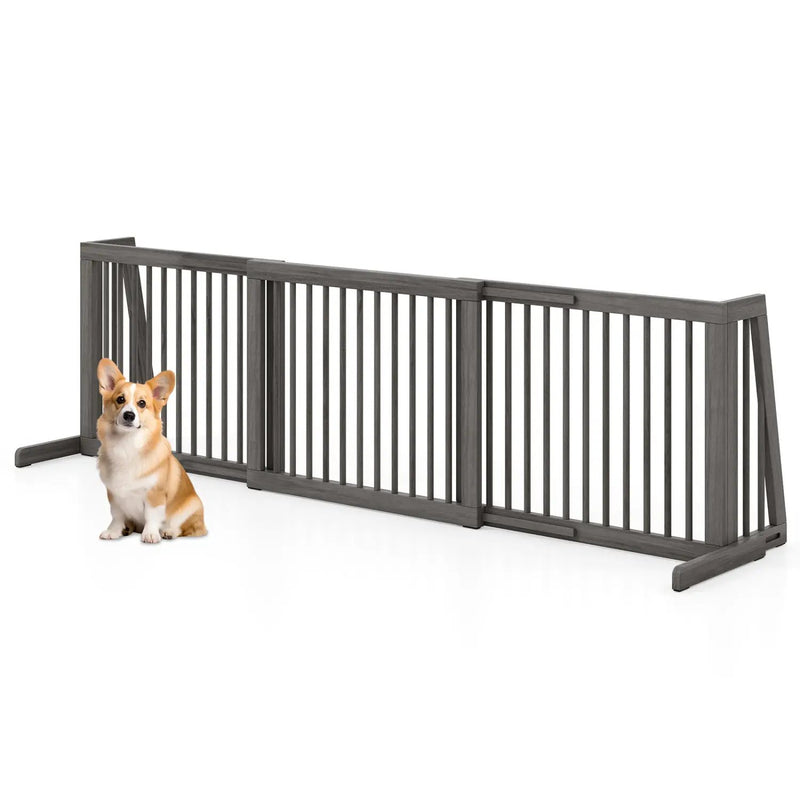 Adjustable 3-Panel Wood Pet Gate - Foldable Dog Fence by DirectDeals