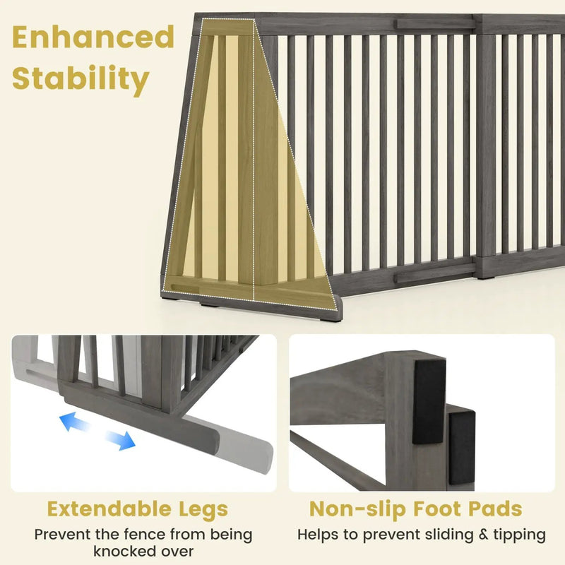 Adjustable 3-Panel Wood Pet Gate - Foldable Dog Fence by DirectDeals