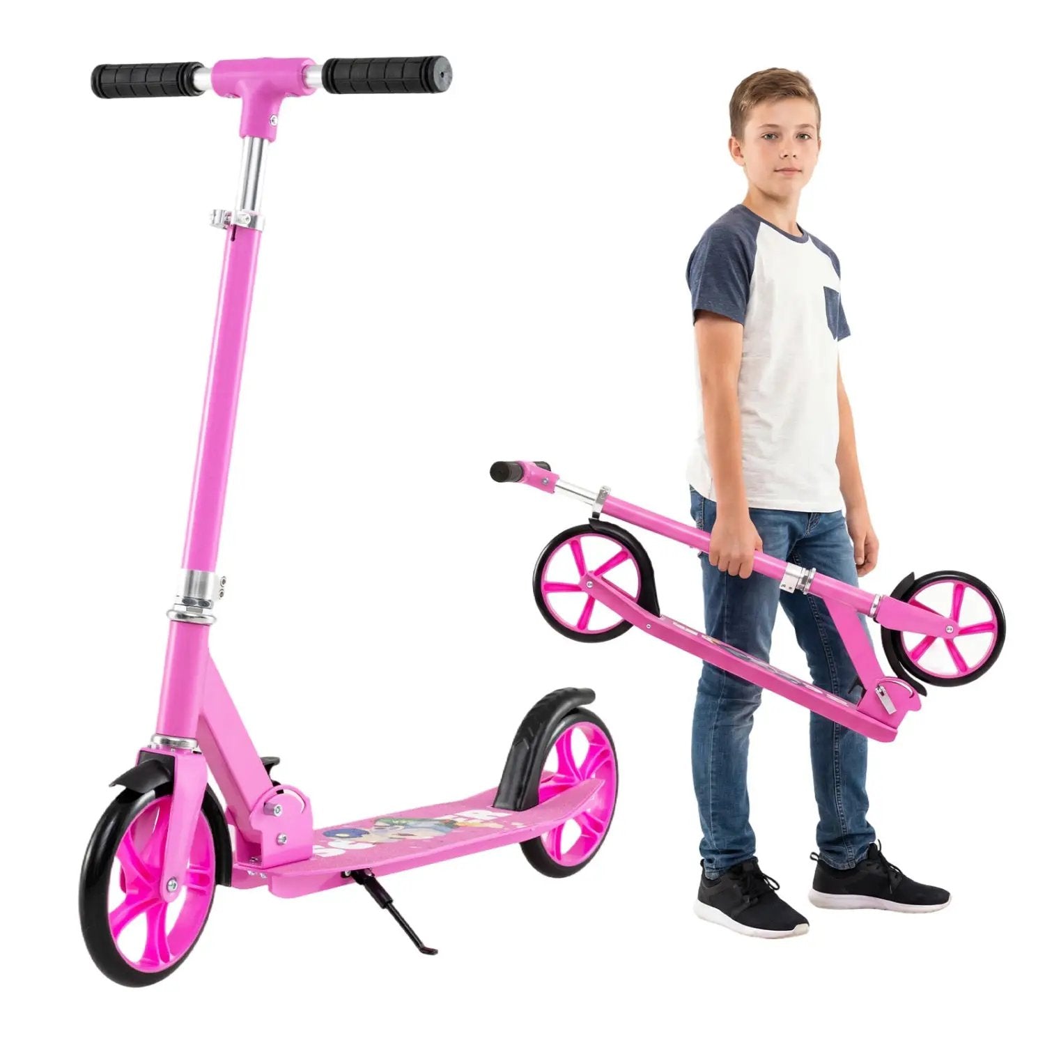 Folding Aluminum Alloy Scooter with 3 Adjustable Heights-Blue by DirectDeals