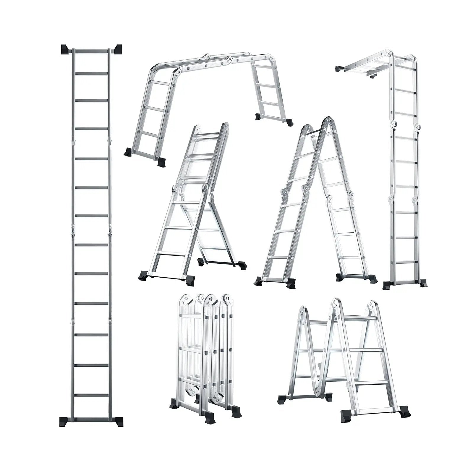 7-in-1 Folding Aluminum Ladder with Anti-Skid Pedal by DirectDeals