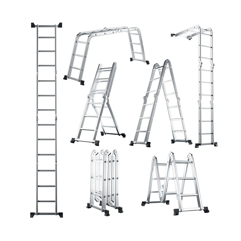7-in-1 Folding Aluminum Ladder with Anti-Skid Pedal by DirectDeals