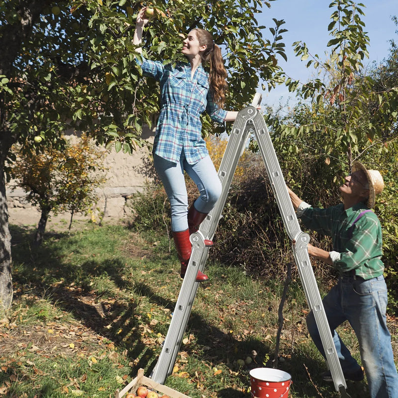 7-in-1 Folding Aluminum Ladder with Anti-Skid Pedal by DirectDeals