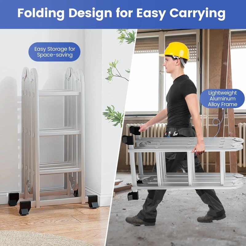 7-in-1 Folding Aluminum Ladder with Anti-Skid Pedal by DirectDeals