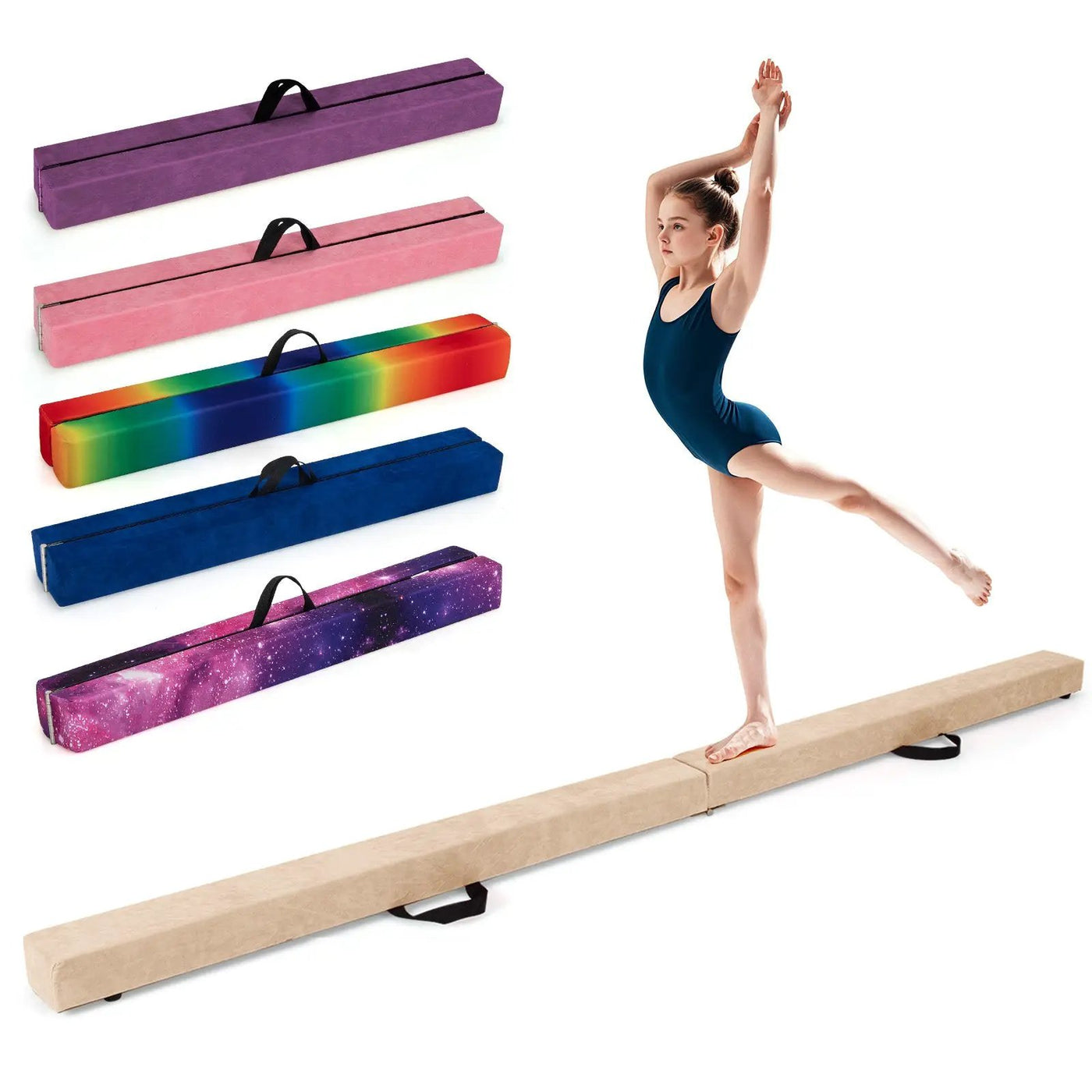 Folding Balance Beam with Solid Wood Base and Anti-slip Bottom by DirectDeals
