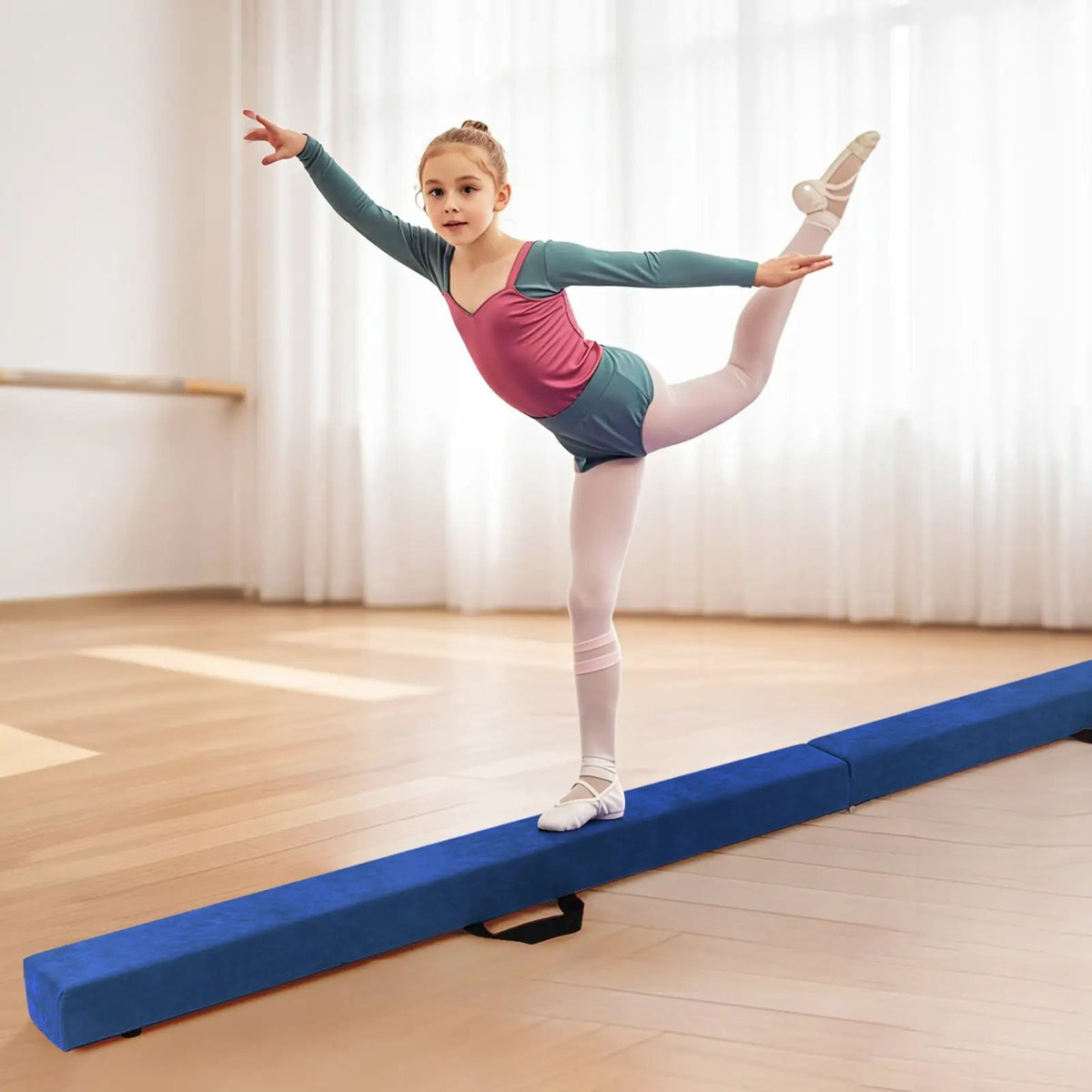 Folding Balance Beam with Solid Wood Base and Anti-slip Bottom by DirectDeals