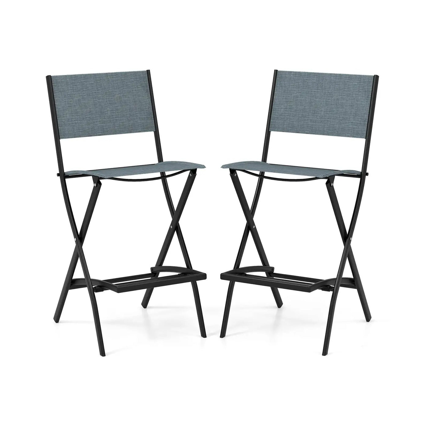 Folding Bar Stools Set of 2 Backrest Humanized Footrest by DirectDeals
