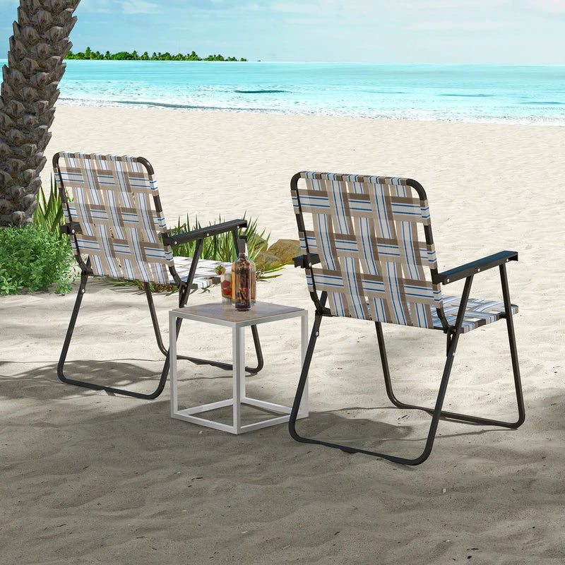 2 Pieces Folding Beach Chair Camping Lawn Webbing Chair by DirectDeals