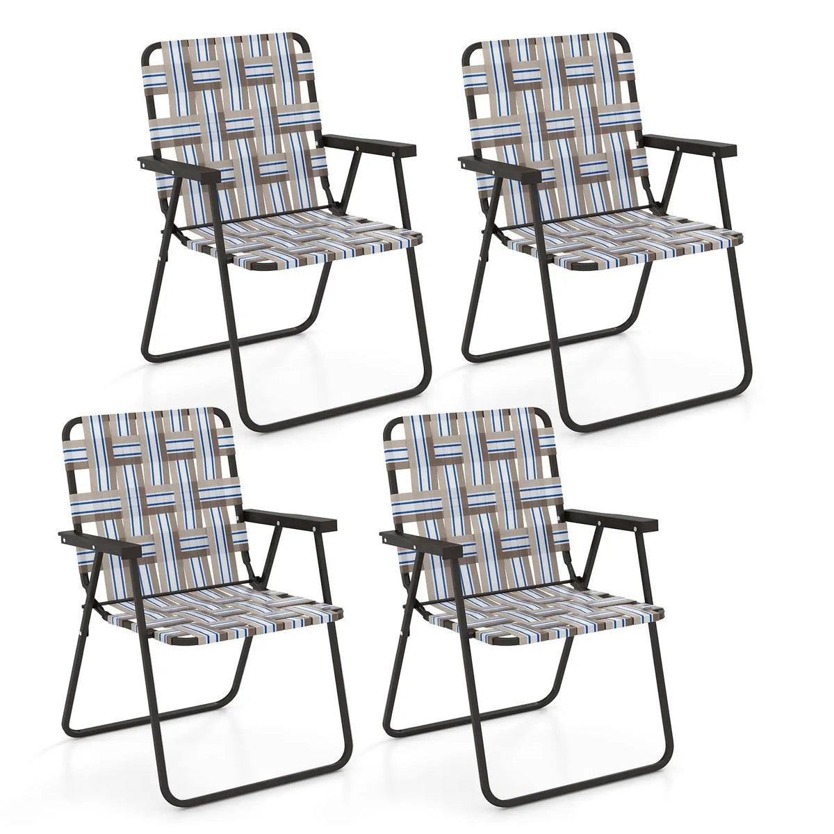 2 Pieces Folding Beach Chair Camping Lawn Webbing Chair by DirectDeals