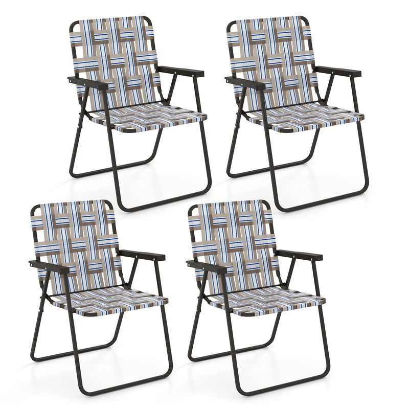 2 Pieces Folding Beach Chair Camping Lawn Webbing Chair by DirectDeals