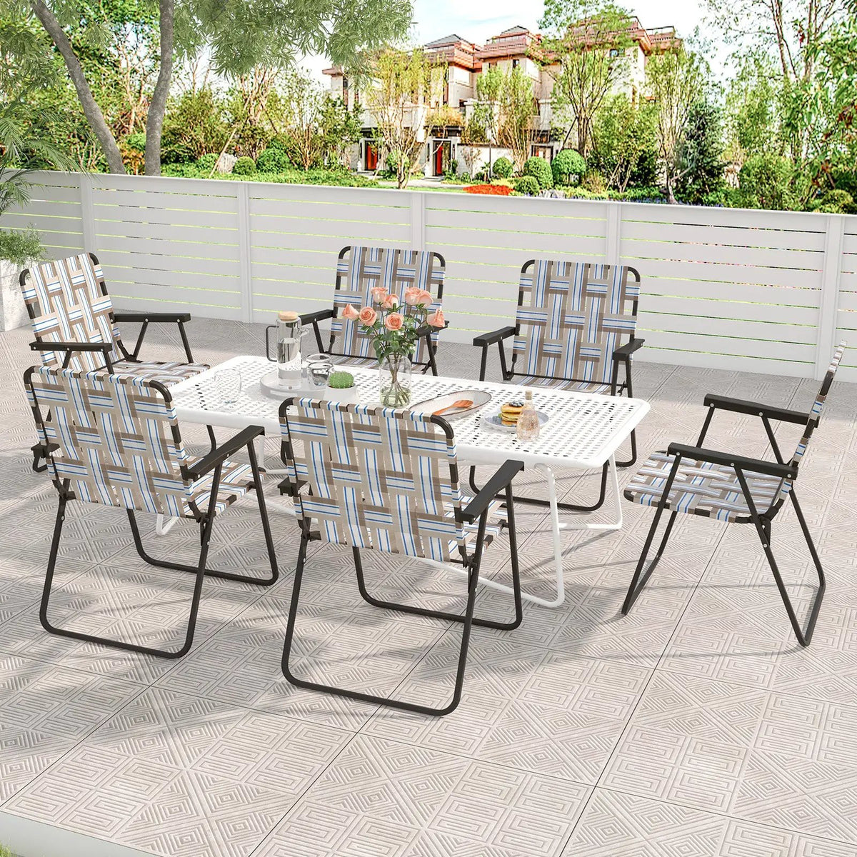 2 Pieces Folding Beach Chair Camping Lawn Webbing Chair by DirectDeals