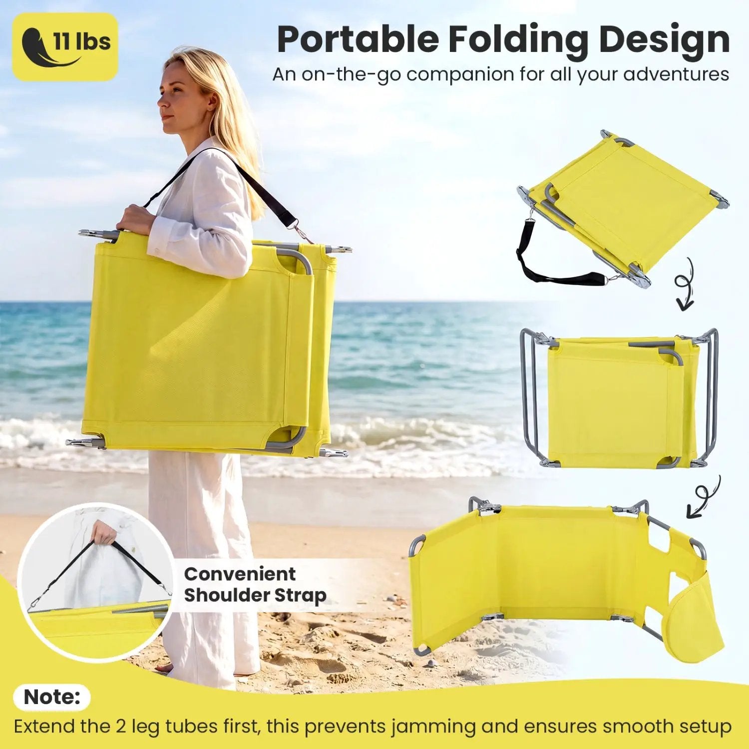 Folding Beach Lounge Chair with Adjustable Backrest for Lawn by DirectDeals