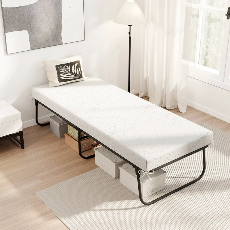75 x 31 Inch Folding Bed with Mattress Cot Size with Memory Foam by DirectDeals